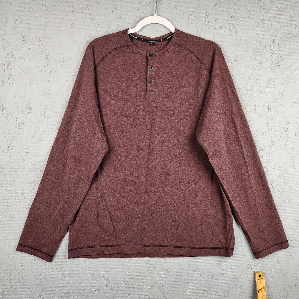 Public Rec Henley Shirt Mens XL Red Long Sleeve Pima Lightweight Outdoors Casual